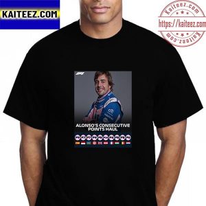Fernando Alonso Consecutive Points Haul In F1 Vintage T-Shirt