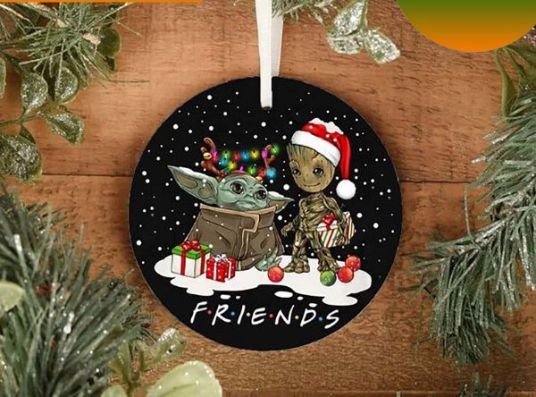 Friends Baby Yoda Groot Star Wars Christmas Ceramic Ornament