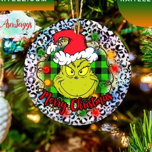 Grinch Face Buffalo Plaid Lights Christmas Grinch Decorations Outdoor Ornament