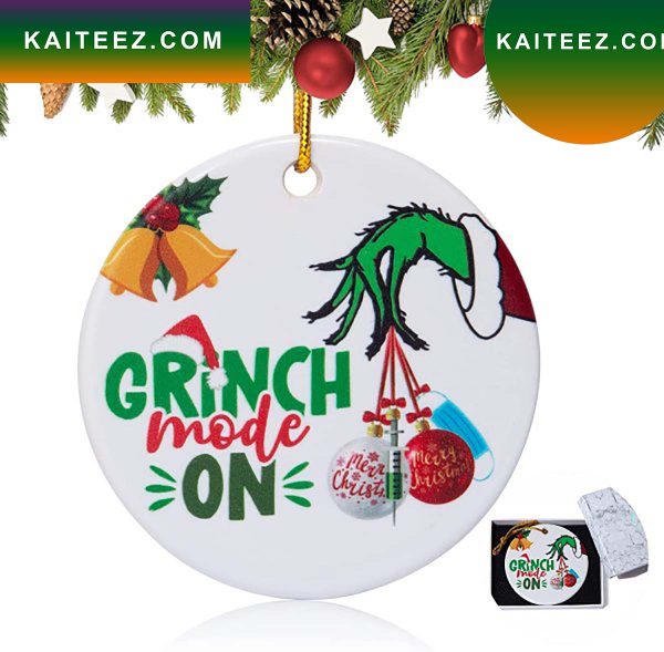 Grinch Mode On Christmas Vaccinated Grinch Decorations Outdoor Ornament