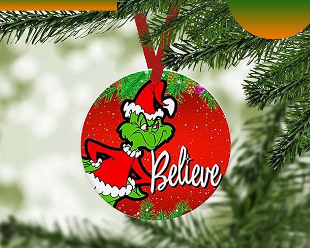 Grinch Santa Believe Grinch Decorations Outdoor Ornament Kaiteez