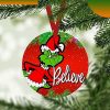 Grinch Santa Buffalo Plaid Lights Christmas Grinch Decorations Outdoor Ornament