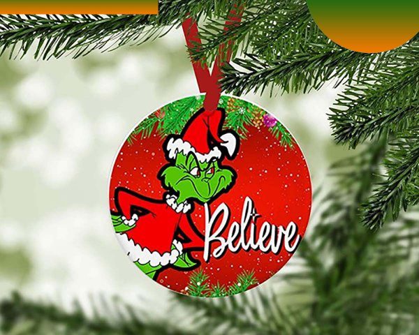 Grinch Santa Believe Grinch Decorations Outdoor Ornament