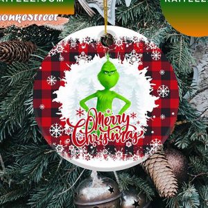 Grinchmas Buffalo Plaid Christmas Grinch Decorations Outdoor Ornament