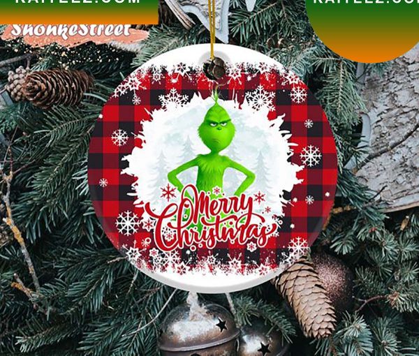 Grinchmas Buffalo Plaid Christmas Grinch Decorations Outdoor Ornament