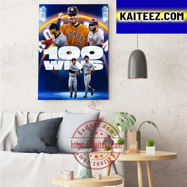Houston Astros 100 Wins In MLB Decorations Poster Canvas