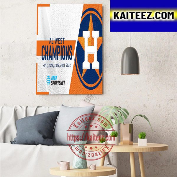 Houston Astros 5x AL West Champions Art Decor Poster Canvas Kaiteez