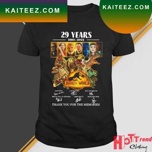 Jurassic World Dominion 2022 Movie 29 Years 1993-2022 Signatures T-Shirt