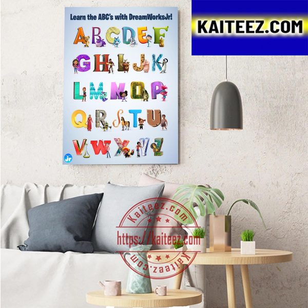 Learn The ABC’s With Characters Of Dream Works Jr Art Decor Poster Canvas