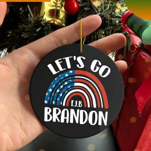 Let’s Go Brandon Vintage Rainbow Christmas Ceramic Ornament