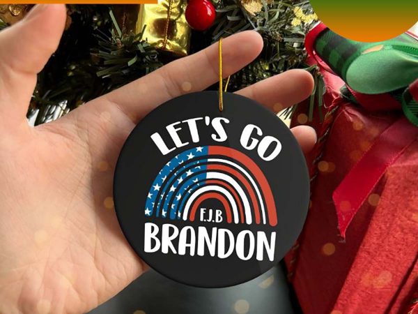 Let’s Go Brandon Vintage Rainbow Christmas Ceramic Ornament