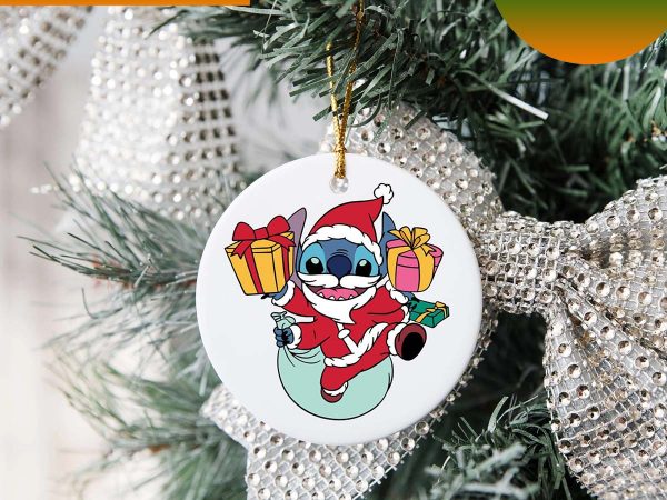 Lilo And Stitch Santa Christmas 2022 Ceramic Ornament