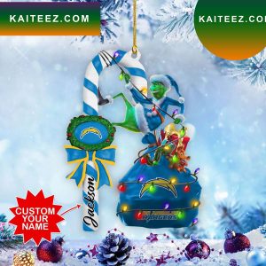 Los Angeles Chargers NFL Custom Name Grinch Candy Cane Grinch Decorations Outdoor Ornament