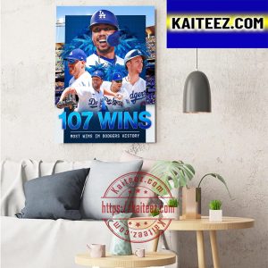 Los Angeles Dodgers 107 Wins Most Wins In Dodgers History Art Decor Poster Canvas