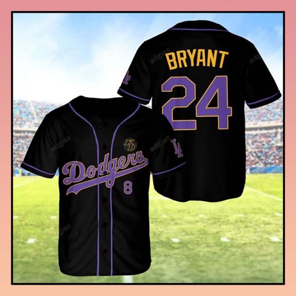 Los Angeles Dodgers Bryant 24 Black Baseball Jersey