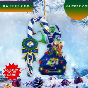 Los Angeles Rams NFL Custom Name Grinch Candy Cane Grinch Decorations Outdoor Ornament
