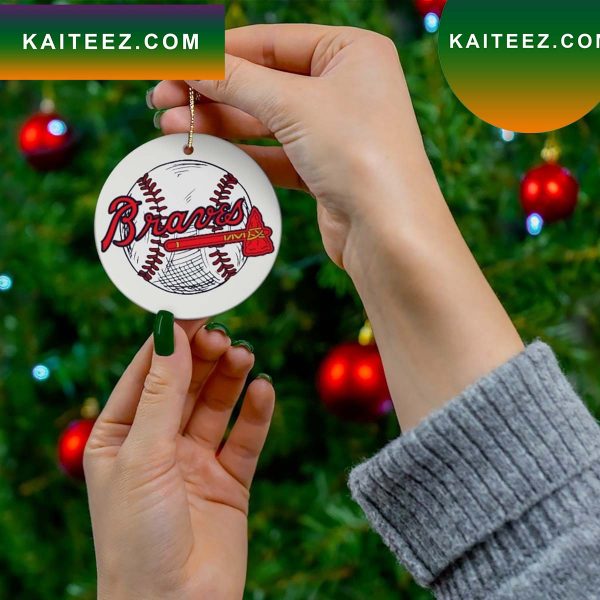 Marble Rose Atlanta Braves Christmas Ceramic Ornaments