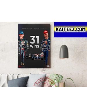 Max Verstappen Equals Mansell 31 Wins Decorations Poster Canvas