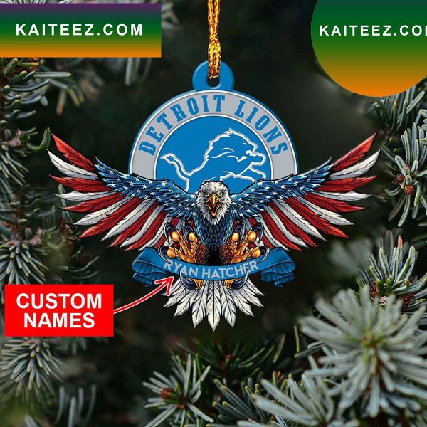 NFL Detroit Lions Xmas American US Eagle Ornament