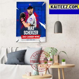 New York Mets Max Scherzer 200 Career Wins Art Decor Poster Canvas