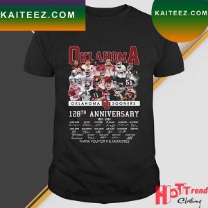 Oklahoma Sooners 128th Anniversary 1895 2023 Signatures Thank You For The Memories T-Shirt