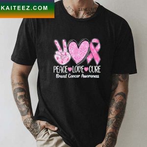 Peace Love Cure Pink Ribbon Breast Cancer Awareness Unisex T-Shirt