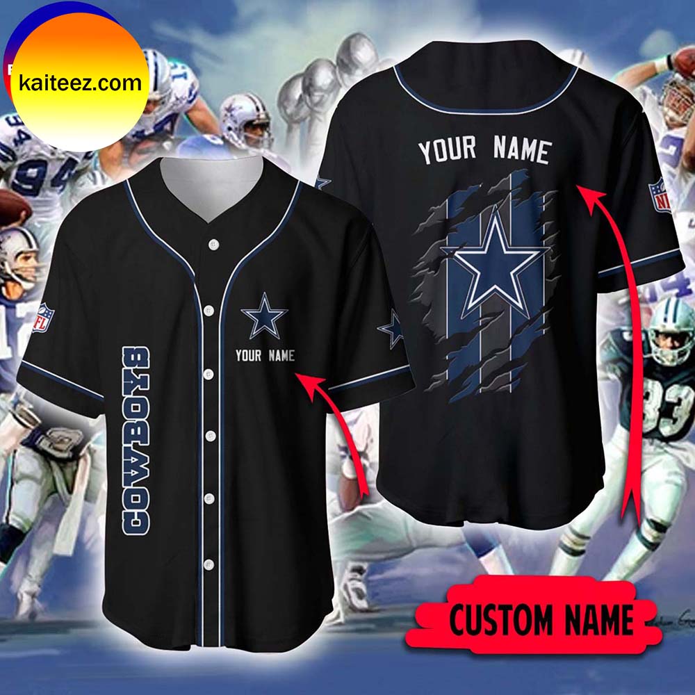 Personalized Dallas Cowboys Black Color Baseball Jersey - Kaiteez