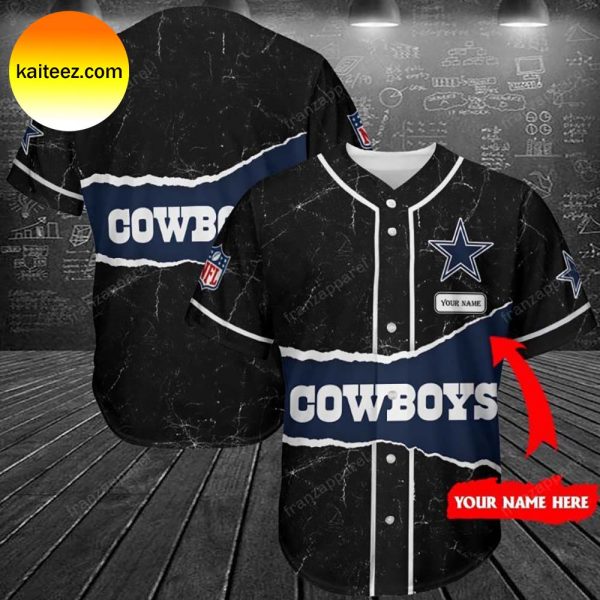 Personalized Dallas Cowboys Grunge Texture Baseball Jersey