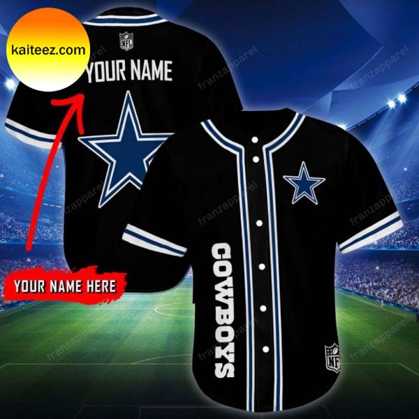 Personalized Dallas Cowboys Logo NFL Black Baseball Jersey