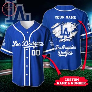 Personalized Los Angeles Dodgers Blue White Pattern Baseball Jersey