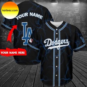 Personalized Los Angeles Dodgers Lighting Pattern Baseball Jersey