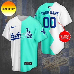 Personalized Los Angeles Dodgers White Green Light Baseball Jersey