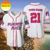 Personalized Puerto Rico White Red Baseball Jersey