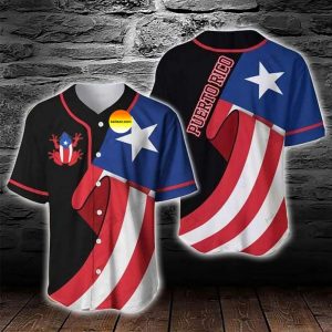 Puerto Rico Flag Black Baseball Jersey