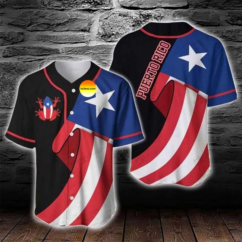 Puerto Rico Flag Black Baseball Jersey Kaiteez