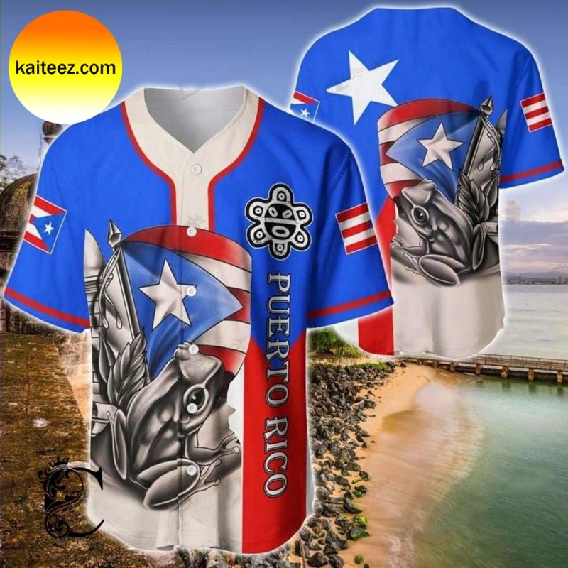 Puerto Rico Logo Pattern Baseball Jersey Kaiteez