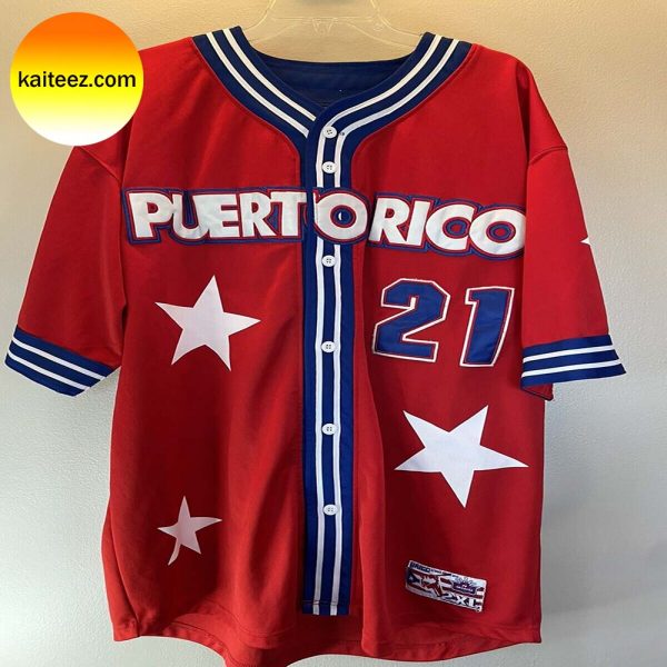 Puerto Rico Pattern Red Baseball Jersey