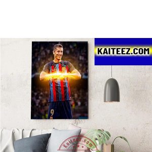 Robert Lewandowski In FC Barcelona 7 Goals In 5 Games This Season Decorations Poster Canvas