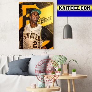 Roberto Clemente In Pittsburgh Pirates MLB Art Decor Poster Canvas