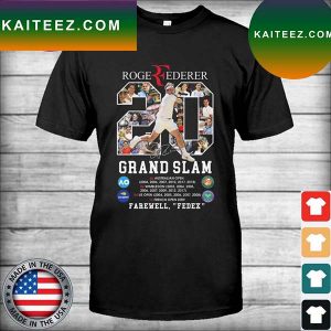 Roger Federer 20 Grand Slam Farewell Fedex signature T-shirt