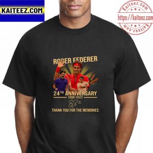 Roger Federer 24th Anniversary 1998-2022 Thank You For the Memories Signature Vintage T-Shirt