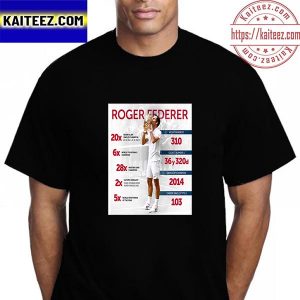 Roger Federer All Titles All The Best And Thank You Vintage T-Shirt