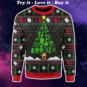 Star Wars Character christmas tree all Star Wars Christmas Ugly Sweater