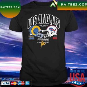 Starter Black Los Angeles Rams vs. Buffalo Bills NFL x Ruben Rojas Choose Love Kickoff T-Shirt