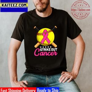 Strike Out Breast Cancer Awareness Day Pink Ribbon Softball Vintage T-Shirt