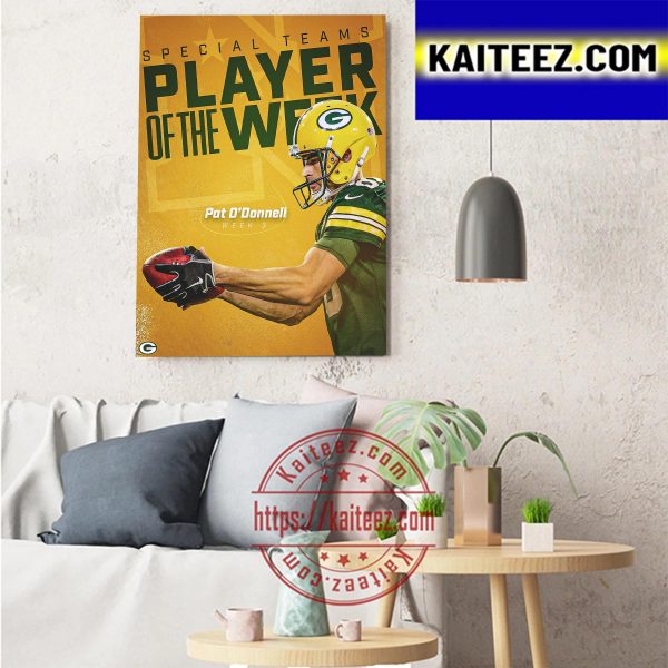 The Green Bay Packers Pat O’Donnell NFC Special Teams We Fense Player Of The Week Art Decor Poster Canvas