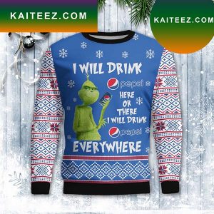 The Grinch Drink Pepsi Ugly Christmas Happy Xmas Wool Knitted Grinch Christmas Ugly Sweater