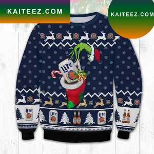 The Grinch hand Miller Lite beer funny Grinch Christmas Ugly Sweater