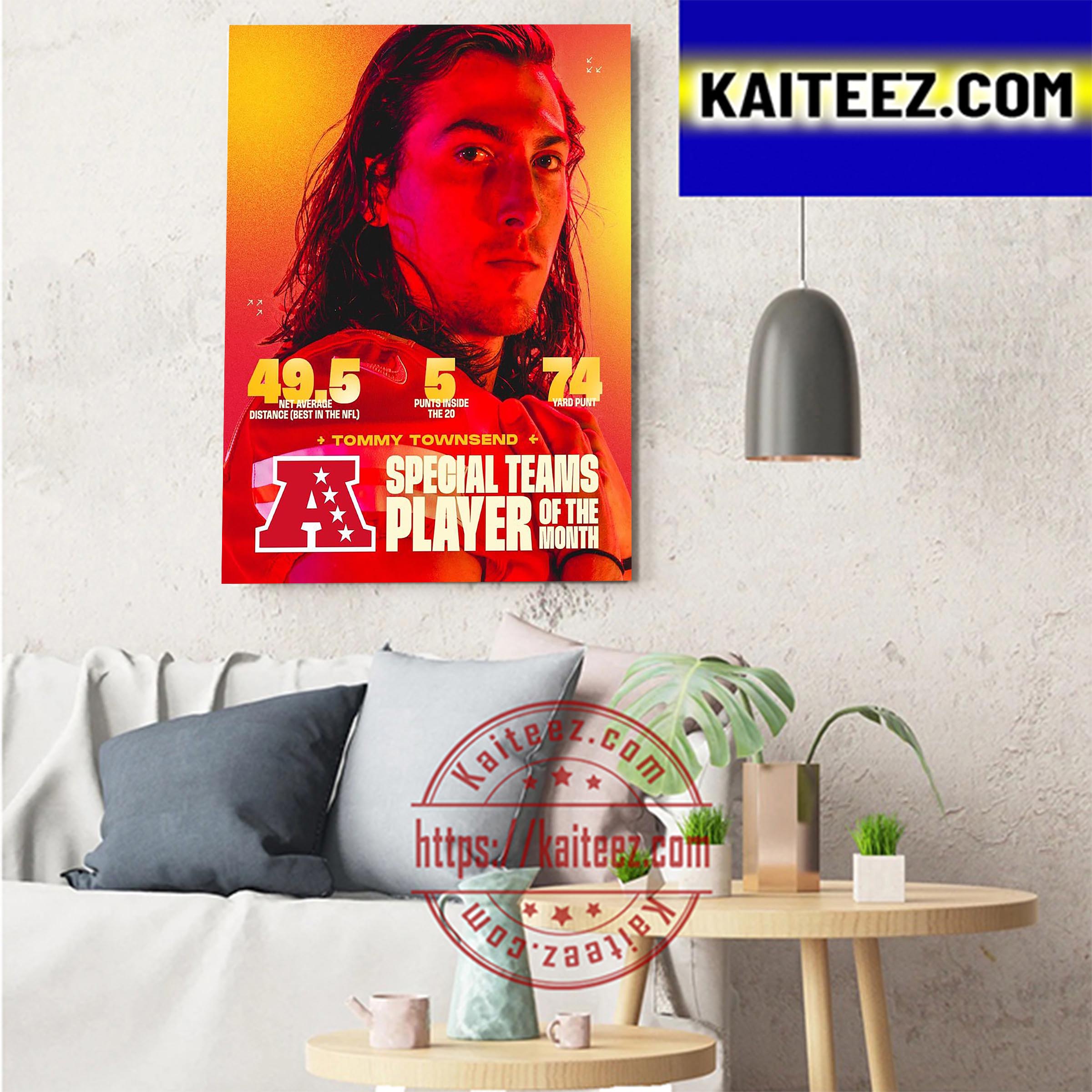 The Kansas City Chiefs Tommy Townsend Is AFC Special Teams Player Of The Month Art Decor Poster Canvas