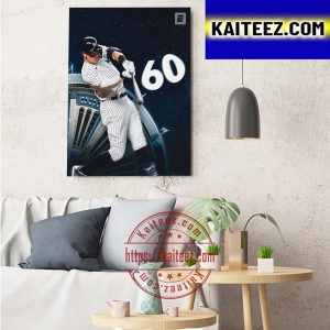 The New York Yankees Aaron Judge Hits Home Run No 60 In MLB Art Decor Poster Canvas